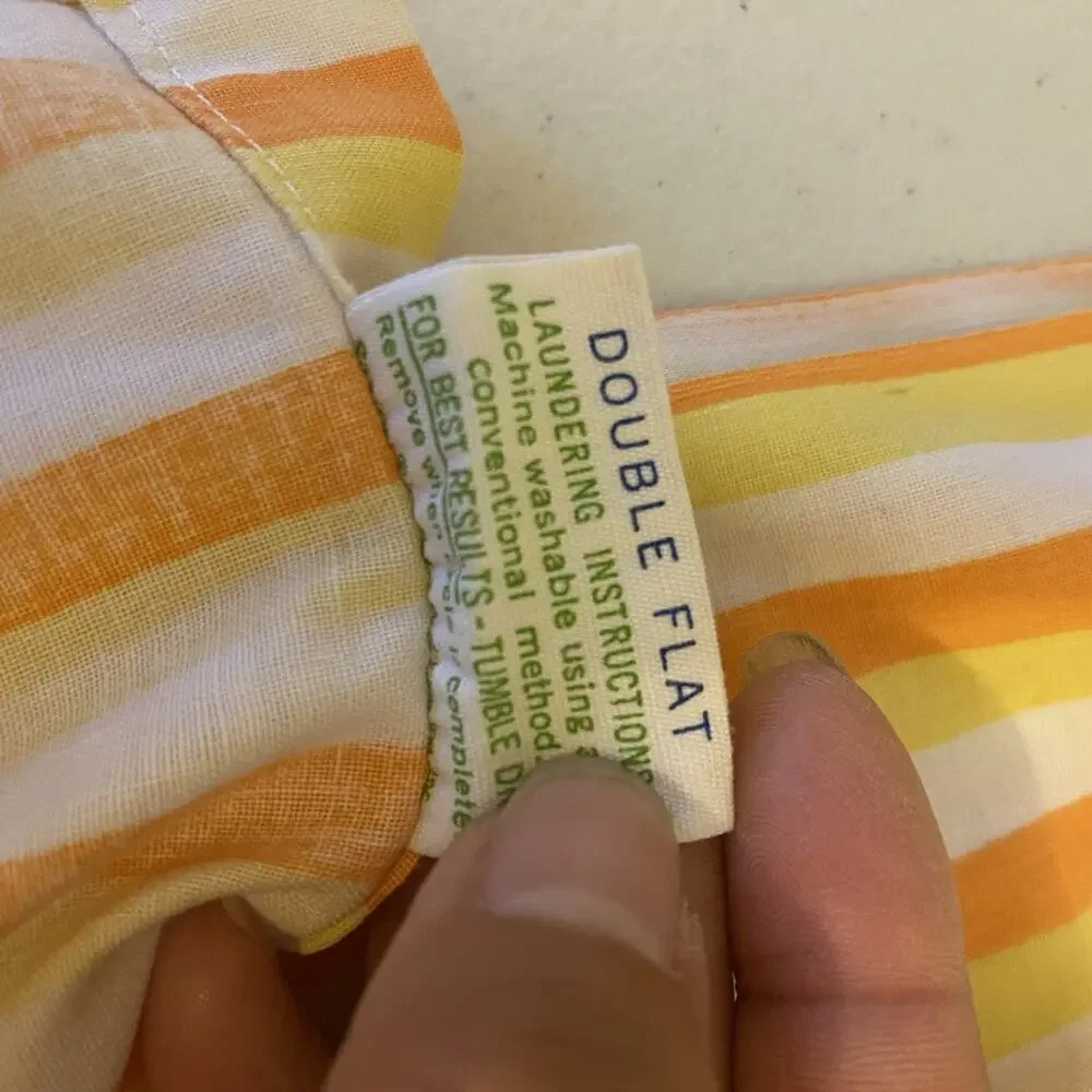 VTG Cotton Blend Full Size Flat Sheet Strips Cottagecore Home Collection 82x94”